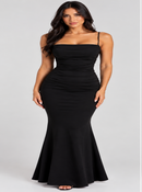 Vestido Longo Sereia — Elegância para Festas — Alças Finas e Caimento Justo