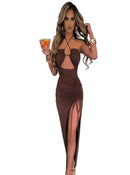 Vestido Midi Feminino — Elegância para Festas — Sem Mangas, Costas Abertas e Modelagem Justa