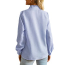 Blusa Social Feminina — Elegância no Trabalho — Gola Alta Franzida e Manga Longa