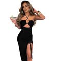 Vestido Midi Feminino — Elegância para Festas — Sem Mangas, Costas Abertas e Modelagem Justa