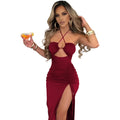 Vestido Midi Feminino — Elegância para Festas — Sem Mangas, Costas Abertas e Modelagem Justa