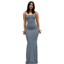 Vestido Maxi de Cetim — Elegância e Silhueta Marcada — Sem Mangas e Costas Abertas