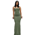 Vestido Maxi de Cetim — Elegância e Silhueta Marcada — Sem Mangas e Costas Abertas