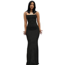 Vestido Maxi de Cetim — Elegância e Silhueta Marcada — Sem Mangas e Costas Abertas