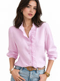Blusa Social Feminina — Elegância no Trabalho — Gola Alta Franzida e Manga Longa