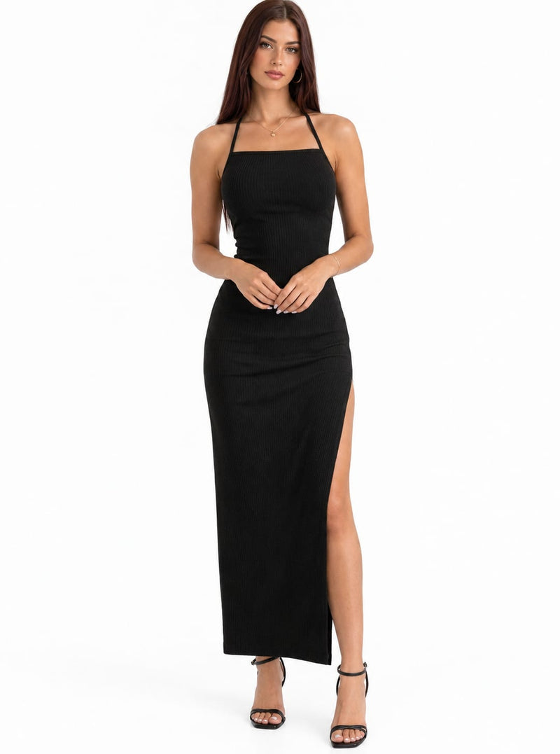 Vestido Longo Preto — Valoriza a Silhueta — Frente Única e Fenda Lateral